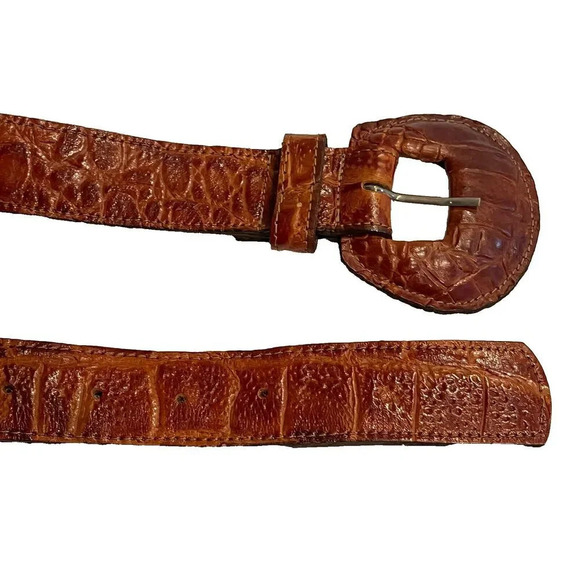 Michael Rose Women Brown Belt Textured Genuine Leather 31-35 Animal Print Buckle - Picture 1 of 7